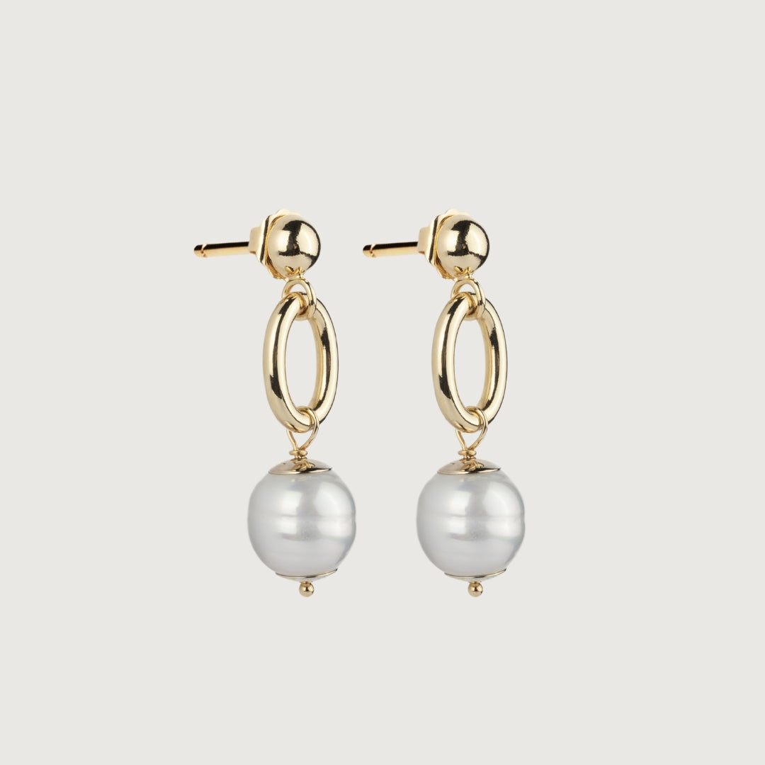 Golden Pearl Drop Earrings