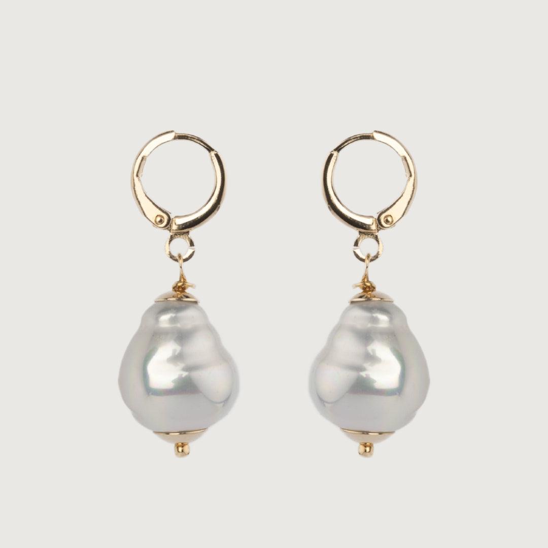 White Dangle Pear Drop Pearl Earrings