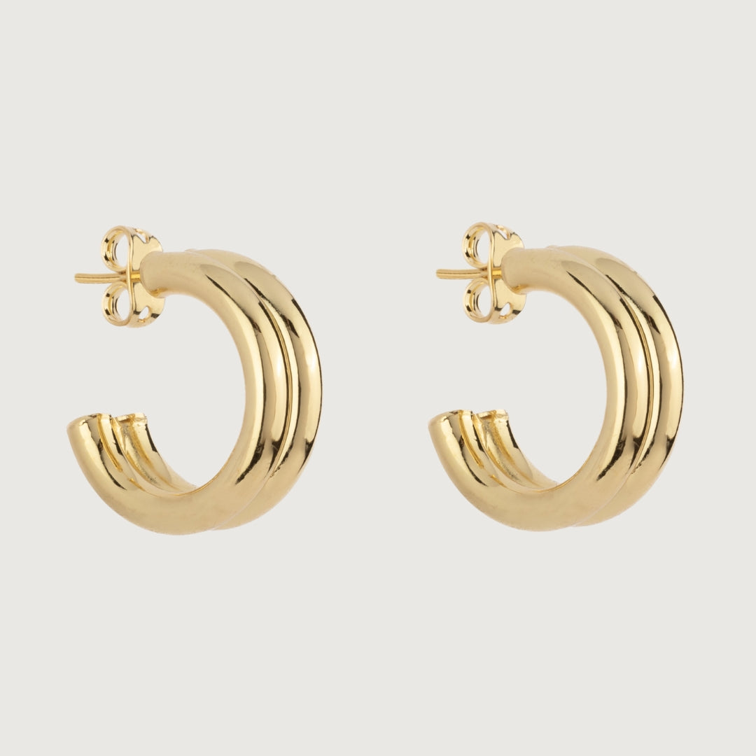 Classic Golden Double Hoop Huggie Earrings