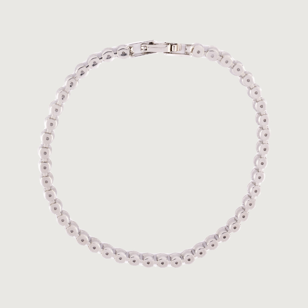 Tennis Bracelet with Brilliant Round Cubic Zirconias in a Circular-Prong Stainless Steel Setting