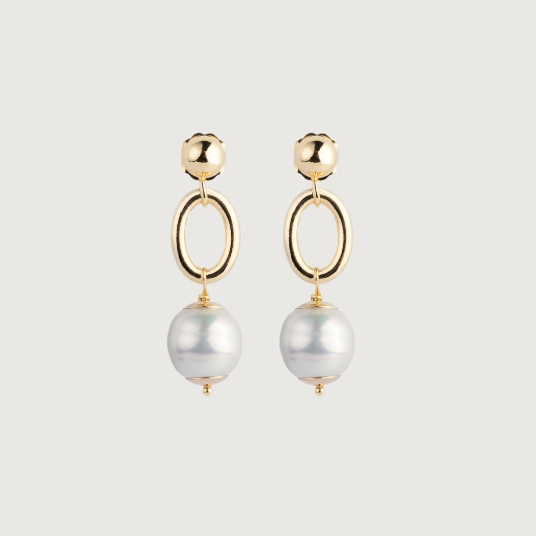 Golden Pearl Drop Earrings