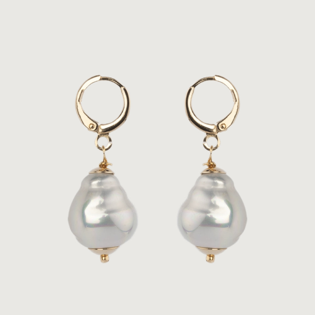 White Dangle Pear Drop Pearl Earrings