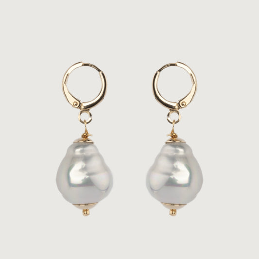 White Dangle Pear Drop Pearl Earrings