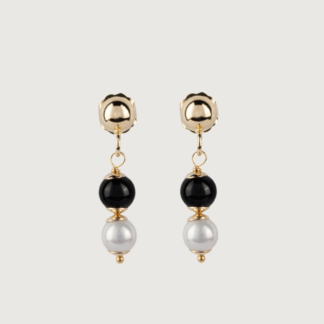 Noir & Blanc Drop Pearl Earrings