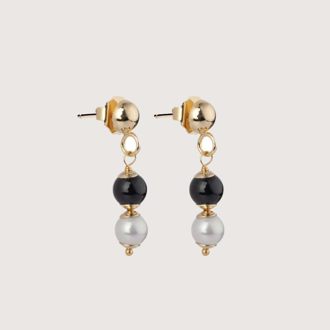 Noir & Blanc Drop Pearl Earrings