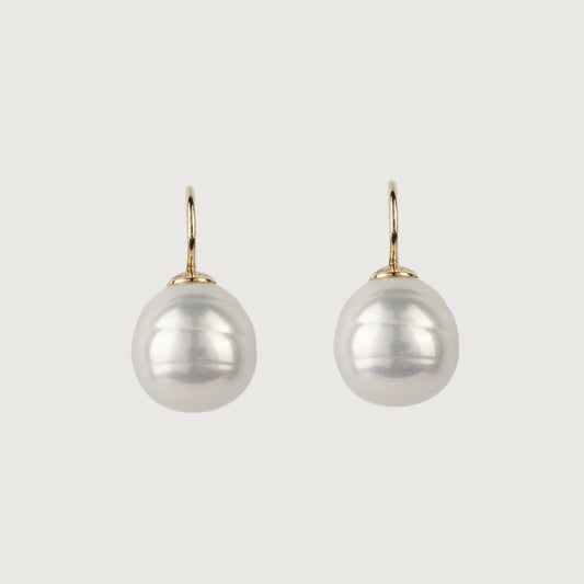 White Luna Drop Pearl Earrings