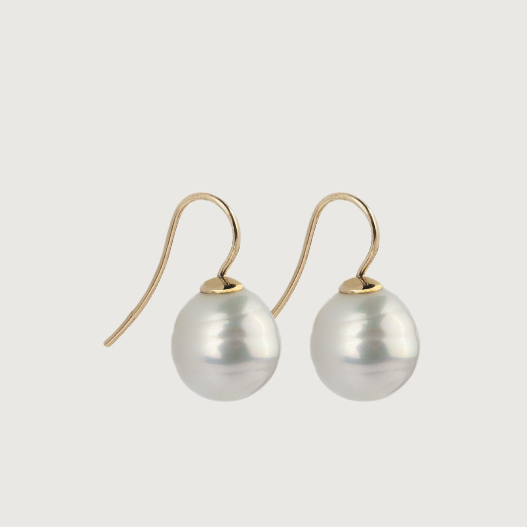 White Luna Drop Pearl Earrings