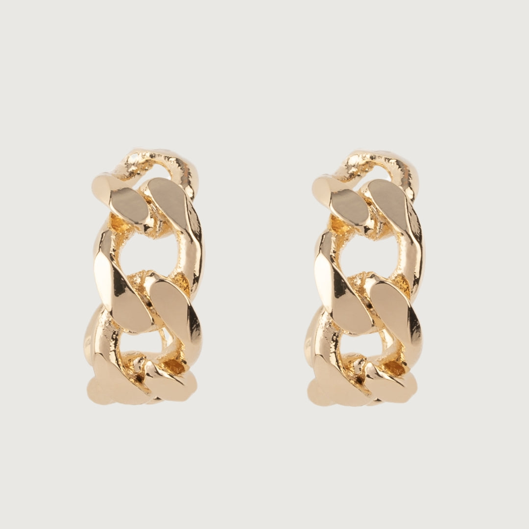 Chain Hoop Huggie Golden Earrings