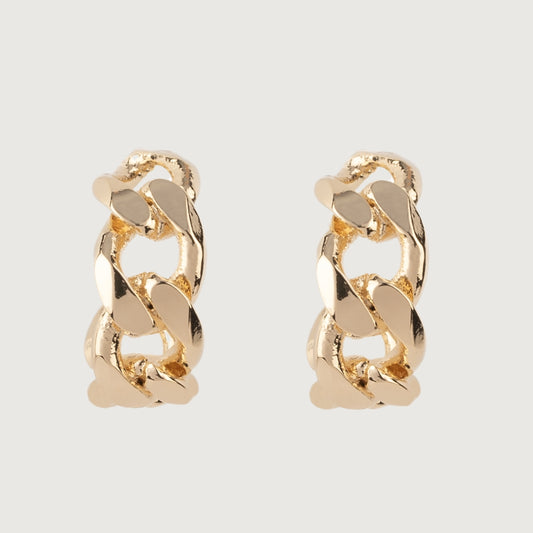 Chain Hoop Huggie Golden Earrings