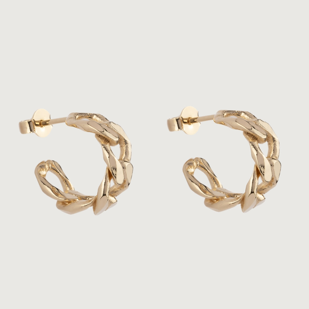 Chain Hoop Huggie Golden Earrings