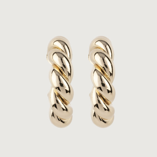 Twist Hoop Huggie Golden Earrings