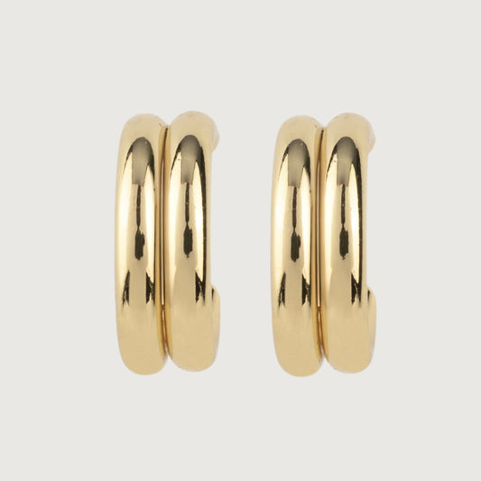 Classic Golden Double Hoop Huggie Earrings