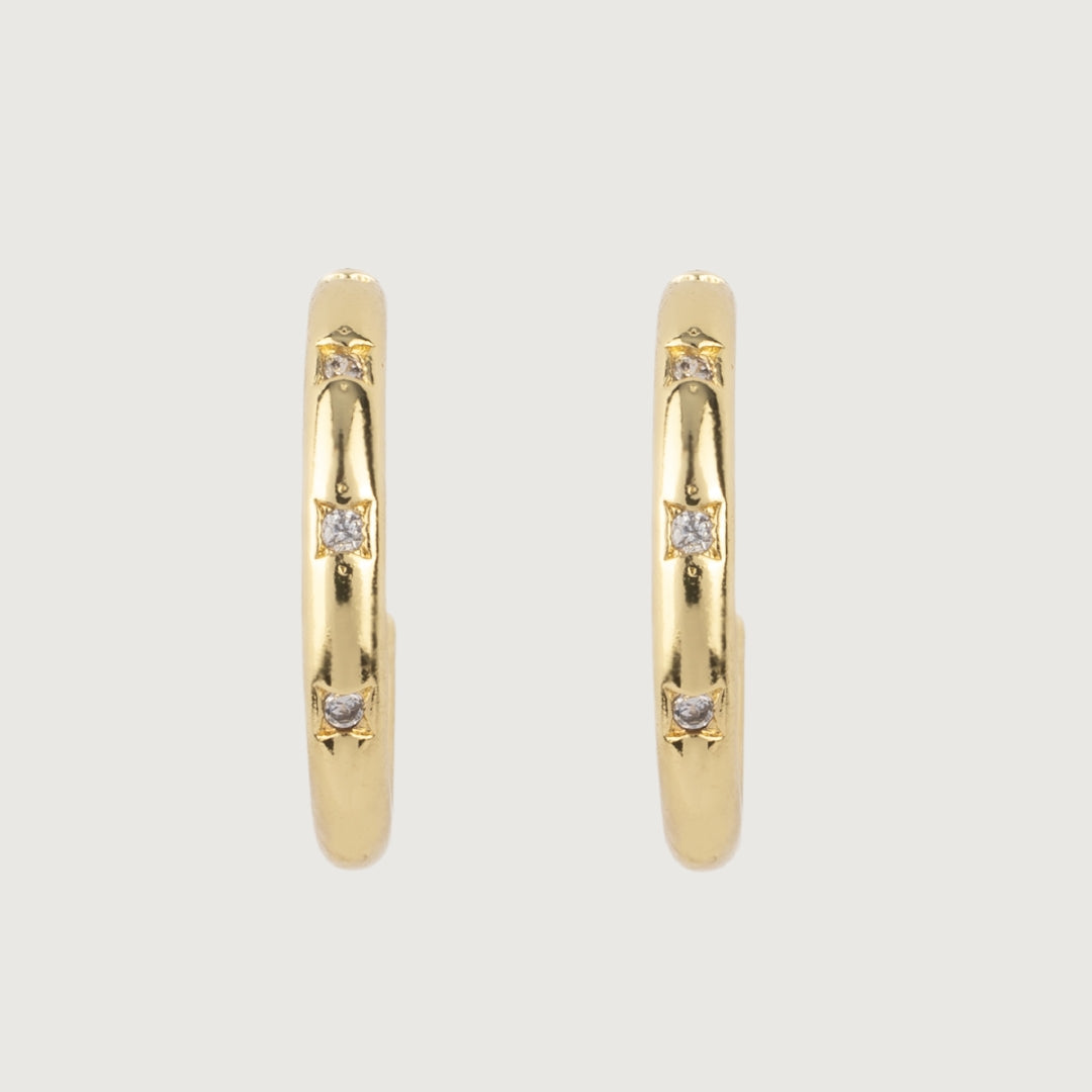 Classic Golden Hoop Earrings with Princess-Cut Baby Zirconias