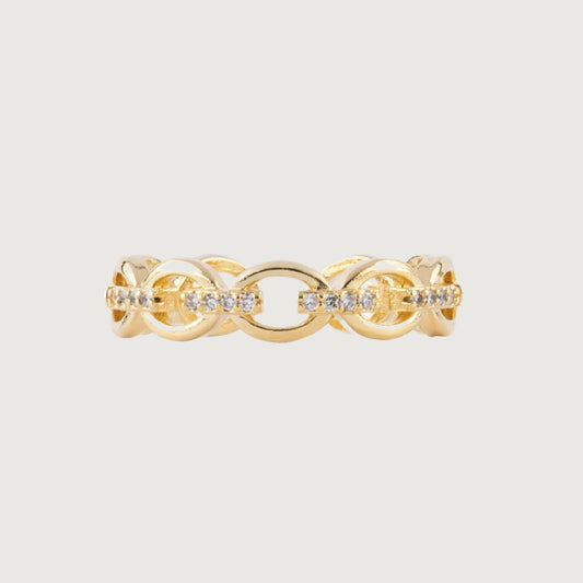 Golden Chain Ring with Baby Zirconias