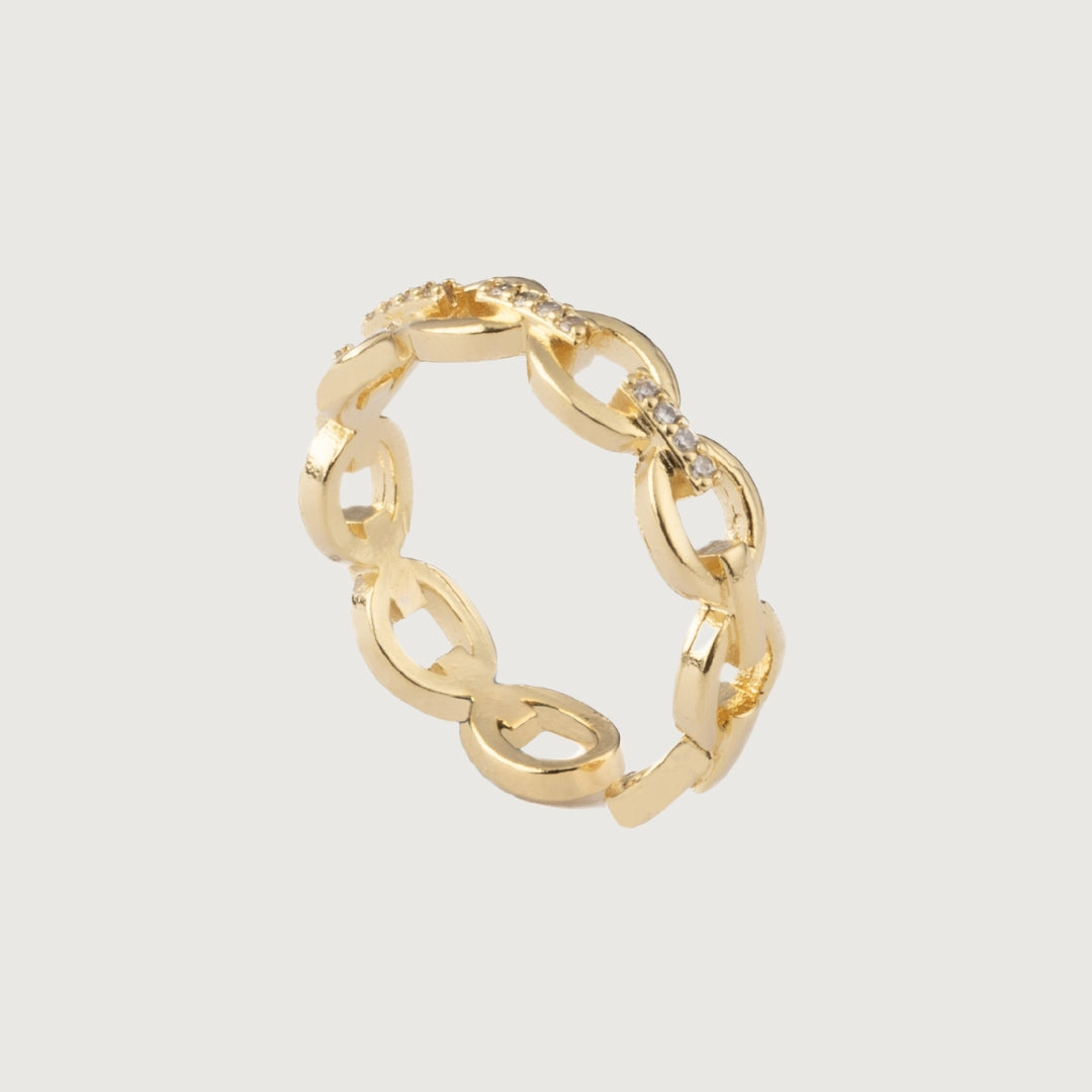 Golden Chain Ring with Baby Zirconias