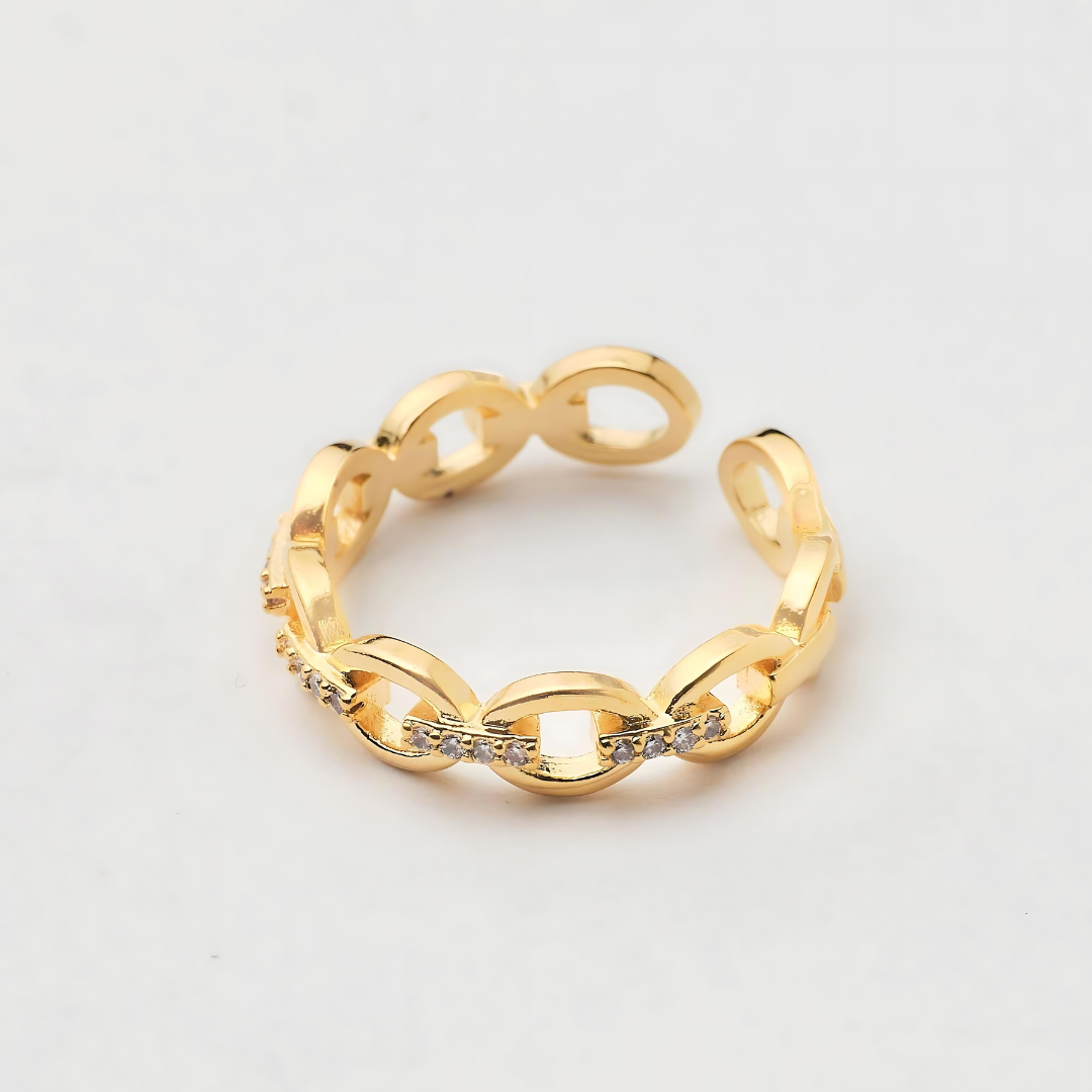 Golden Chain Ring with Baby Zirconias