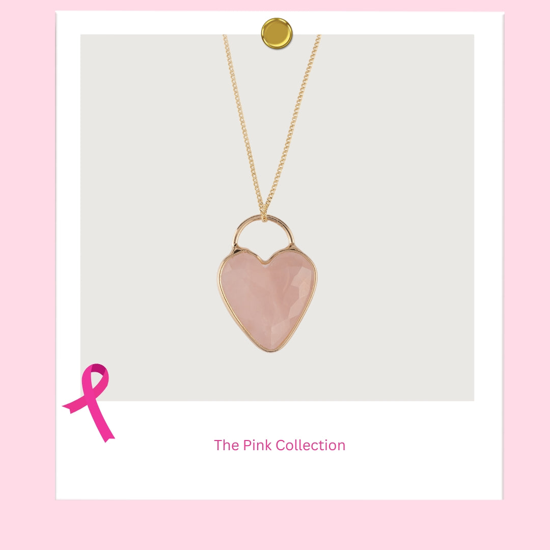 Pink Semi-Precious Heart Stone Necklace