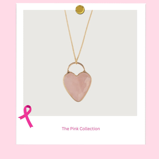 Pink Semi-Precious Heart Stone Necklace