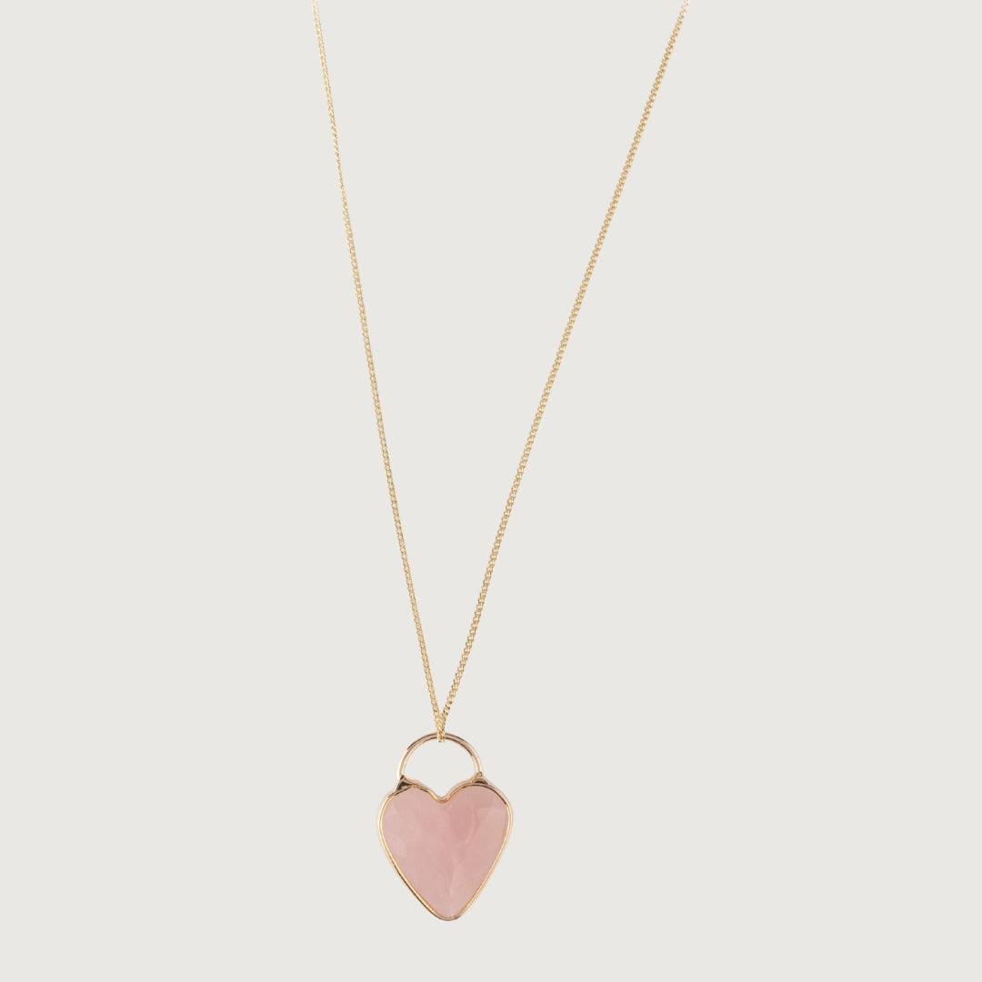 Pink Semi-Precious Heart Stone Necklace