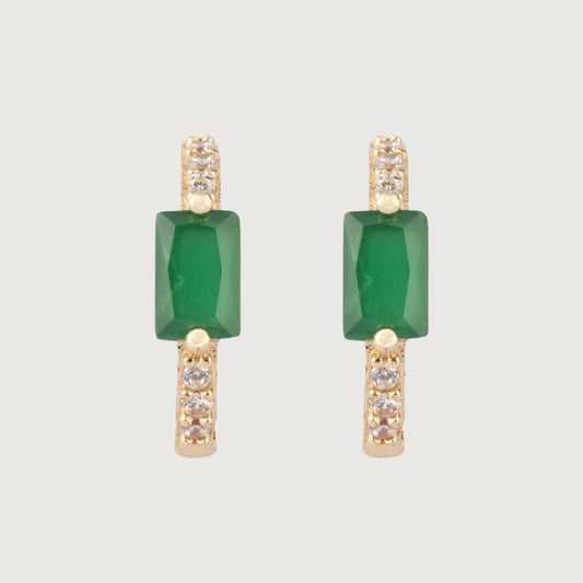 My Little Emerald-Green Baby Zirconia Huggie Earrings