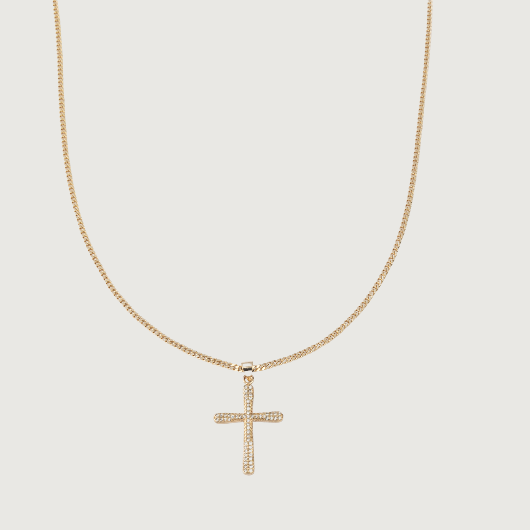 My Little Sacred Faith Zirconia Cross Golden Necklace