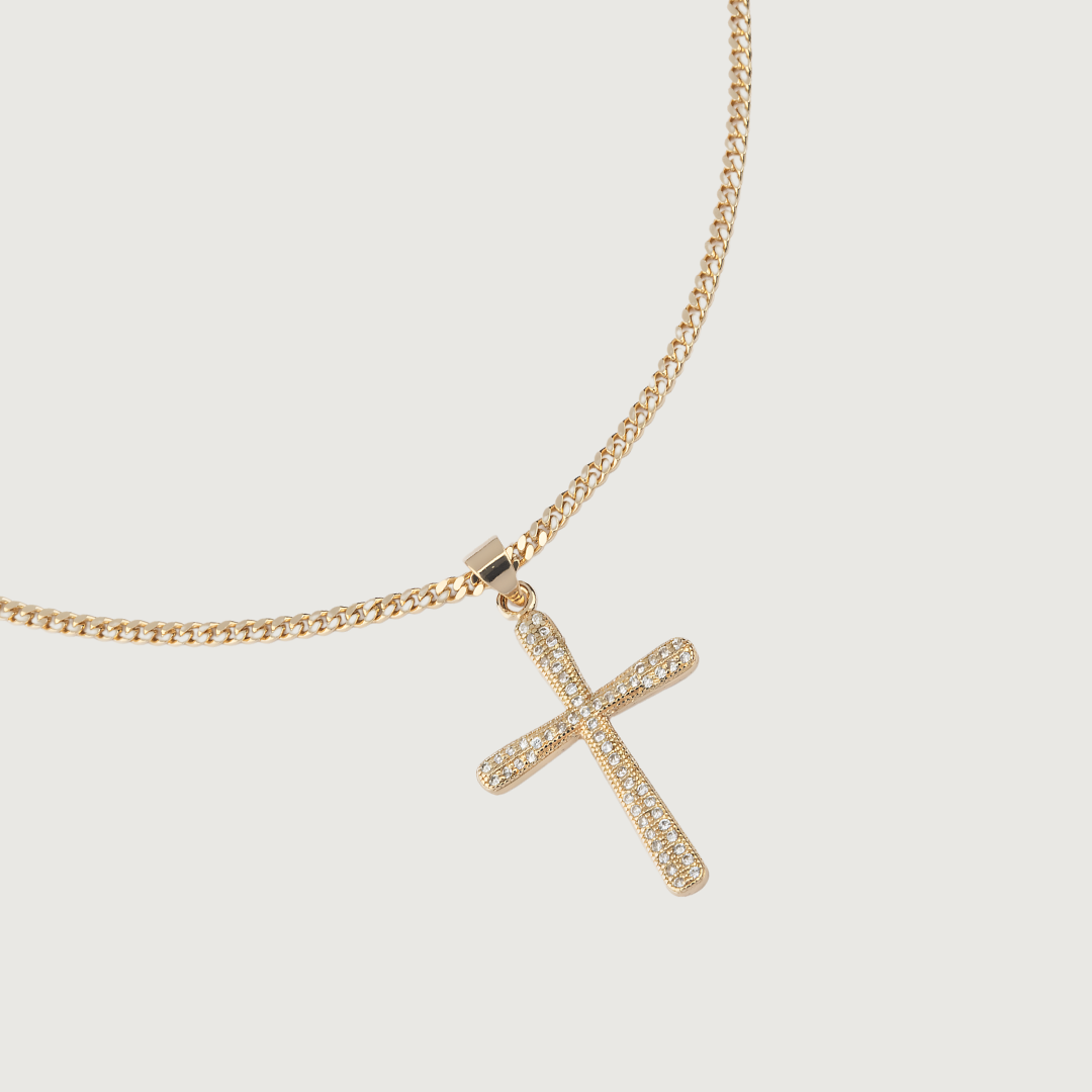 My Little Sacred Faith Zirconia Cross Golden Necklace