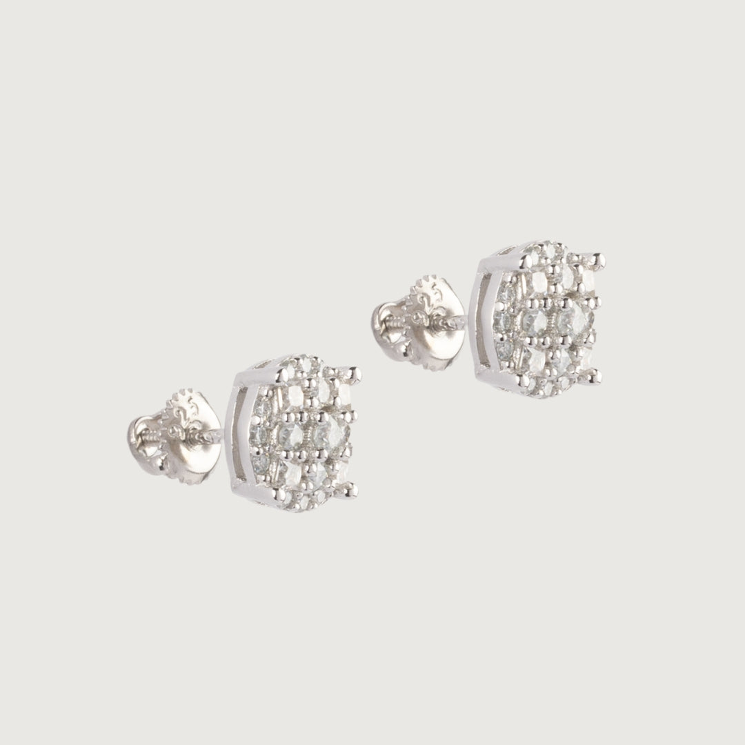 Multi-Stone Cluster Moissanite 0.30 Carat - 925 Sterling Silver Stud Earrings