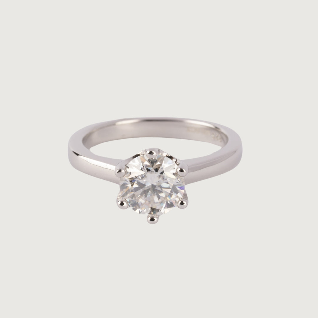 Forever Mine Solitaire Moissanite 1.0 Carat - 925 Sterling Silver Engagement Ring