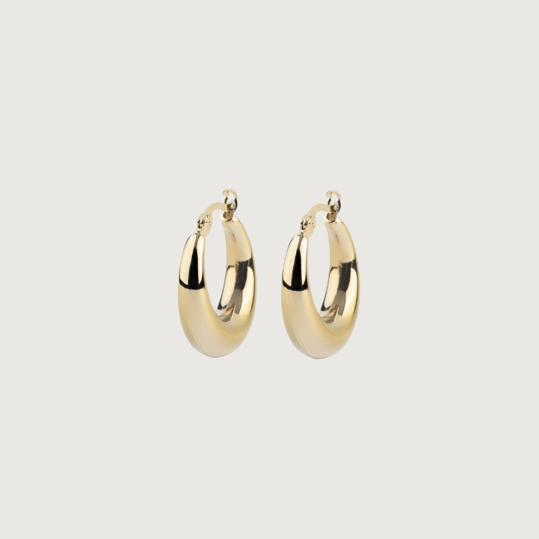 Classic Radiant Arc Hoop Earrings in Golden Stainless Steel