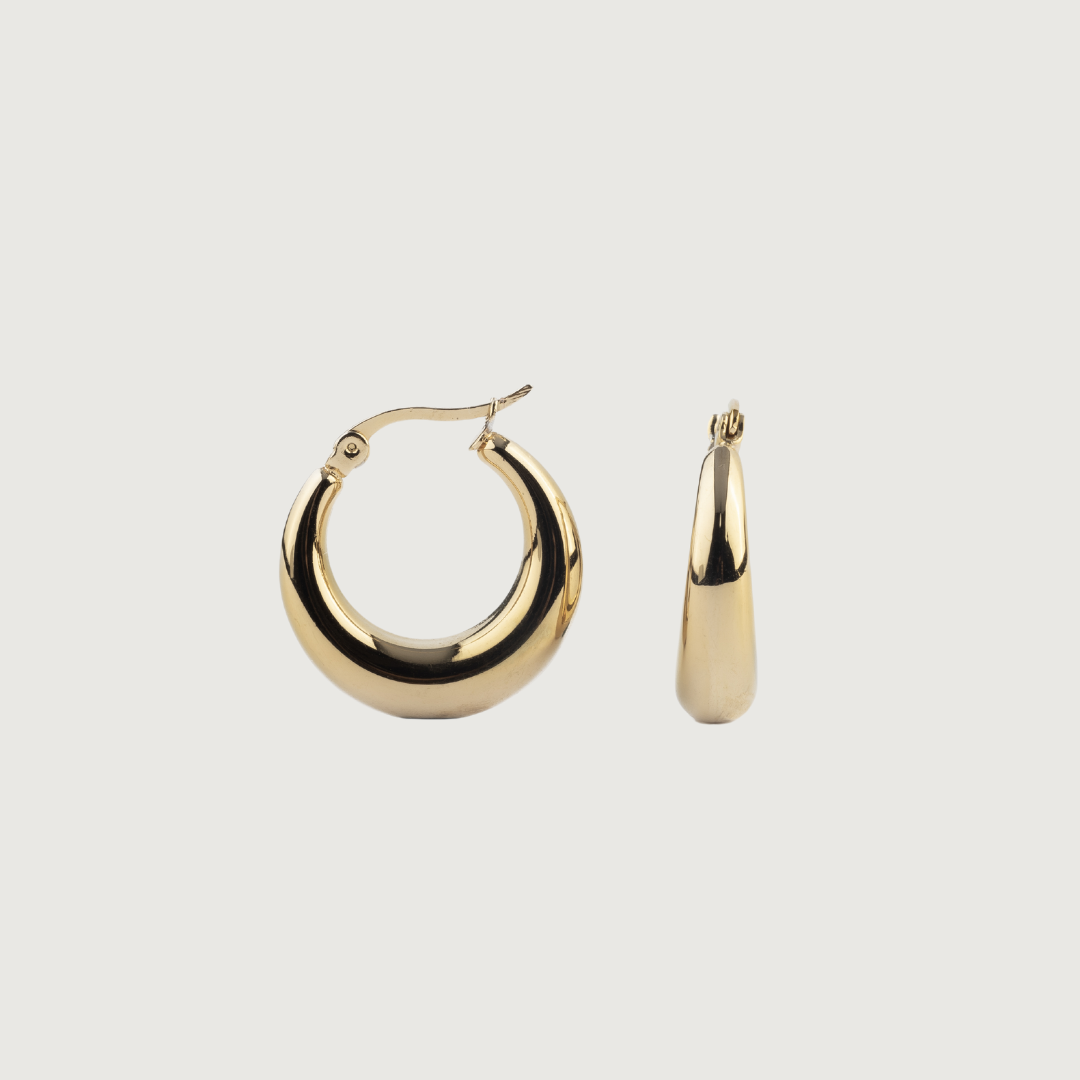 Classic Radiant Arc Hoop Earrings in Golden Stainless Steel