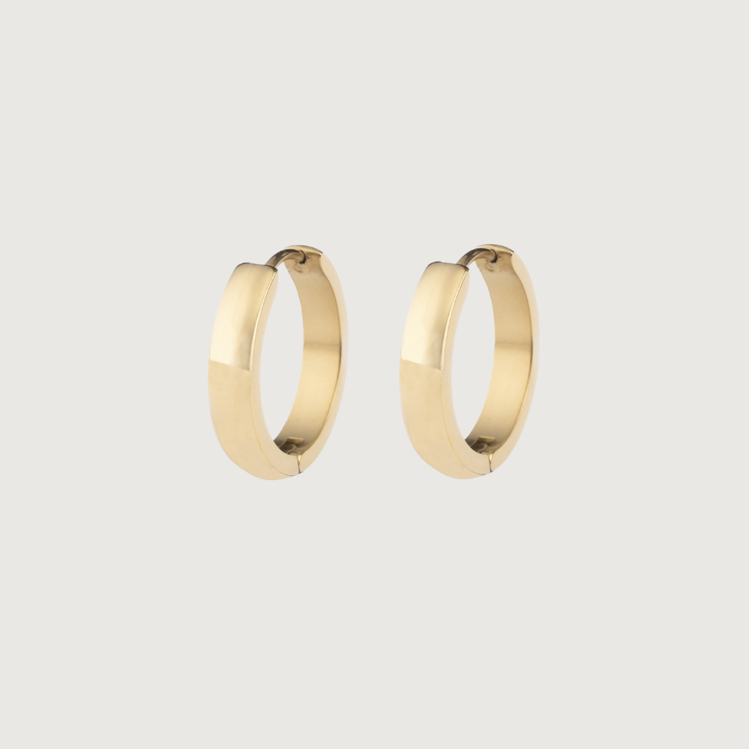 Classic Solace Hoop Huggie Earrings in Golden Stainless Steel