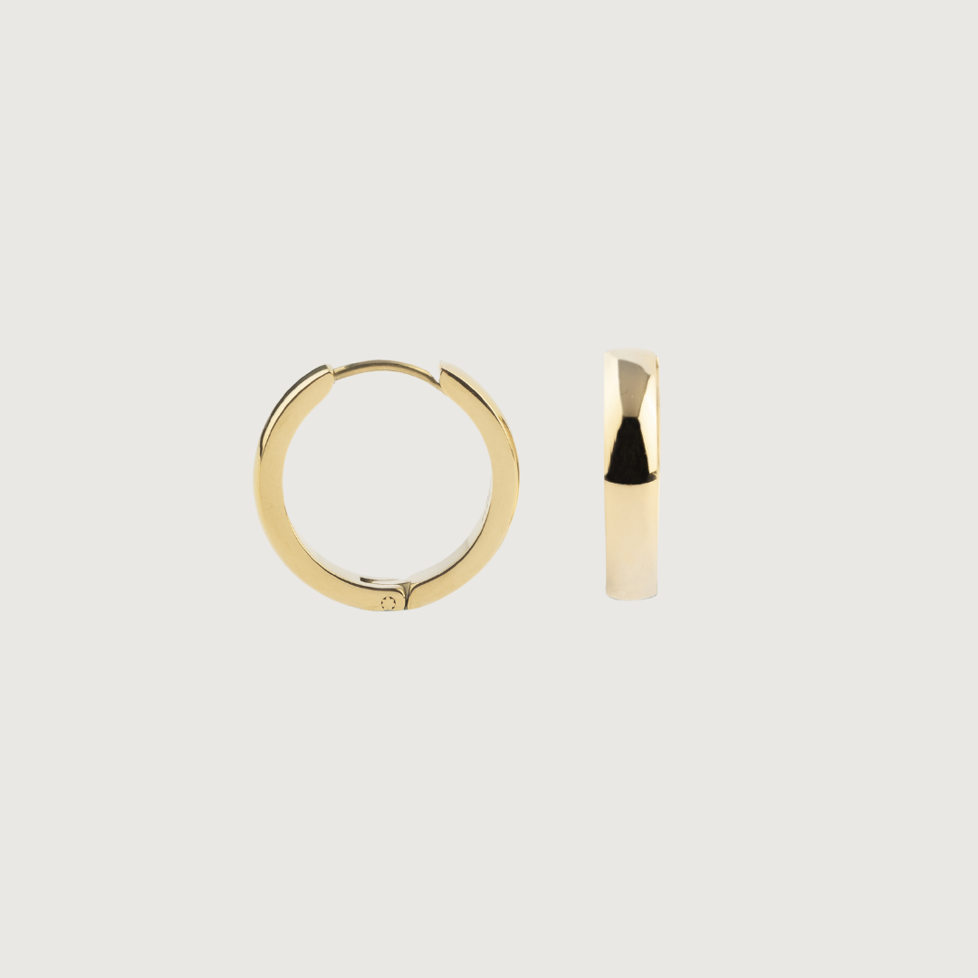 Classic Solace Hoop Huggie Earrings in Golden Stainless Steel