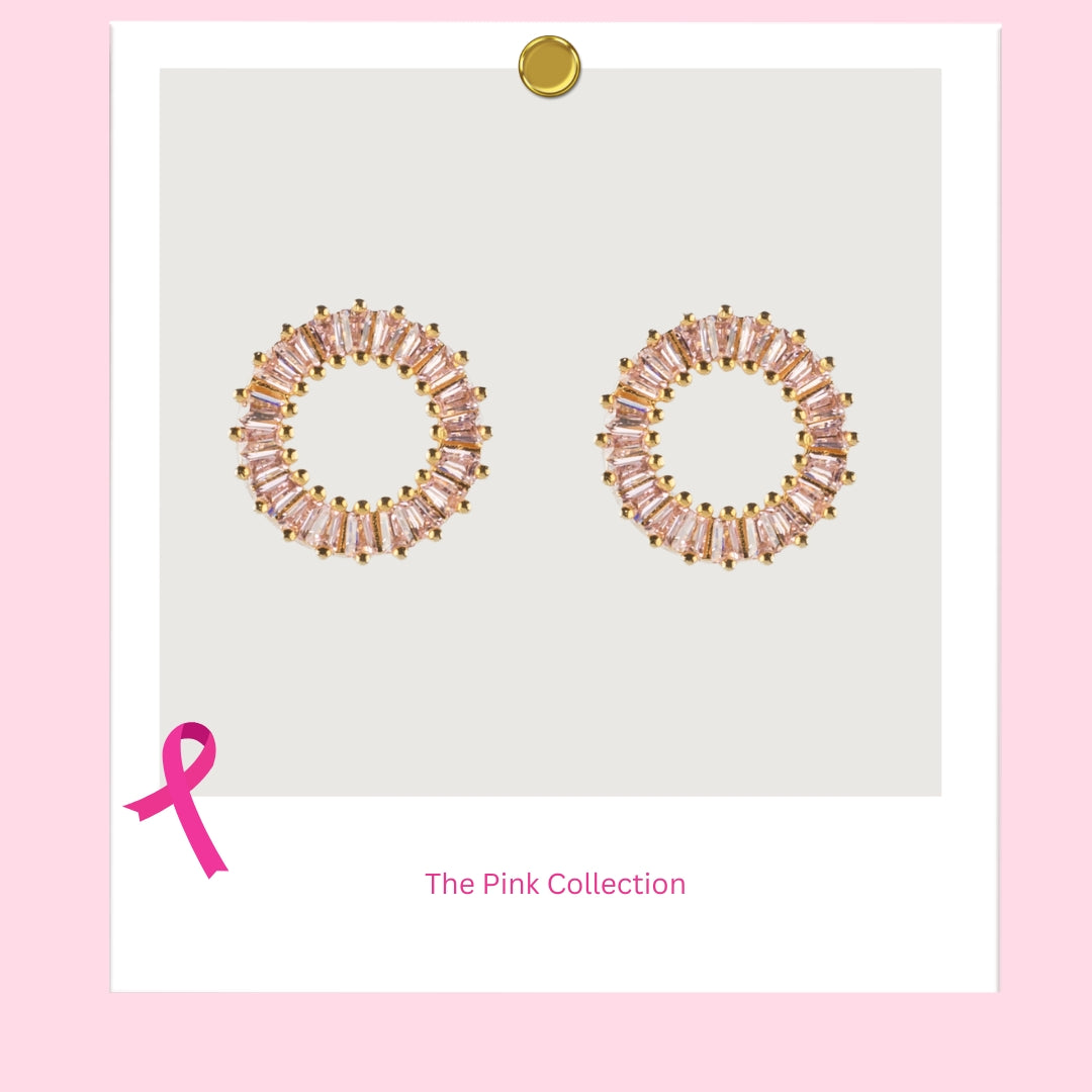 Pink Halo Golden Earrings