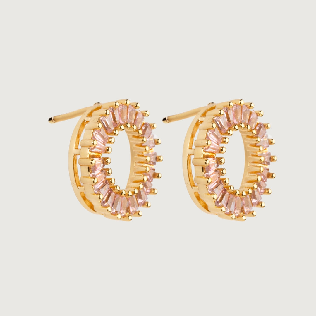 Pink Halo Golden Earrings