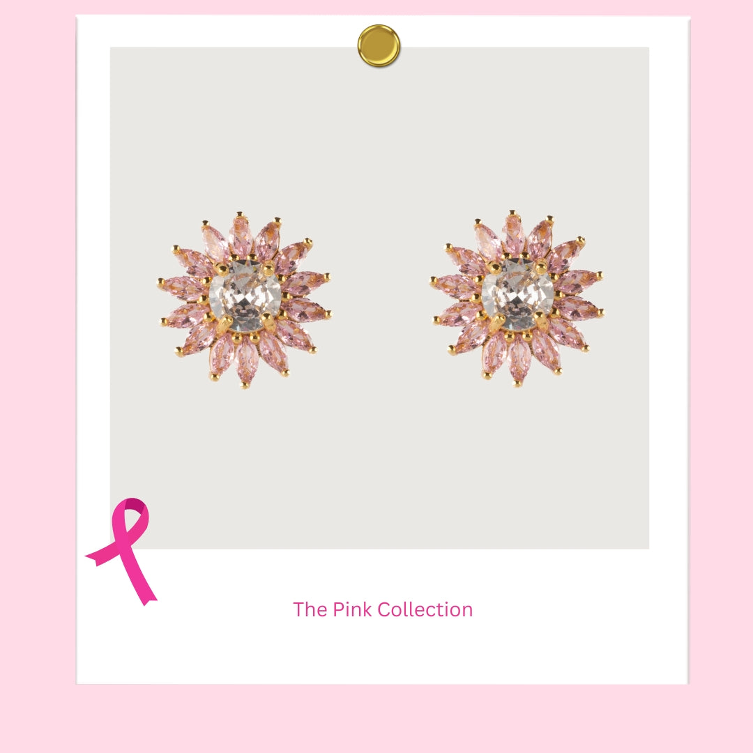 Pink Bloom Zirconia Earrings