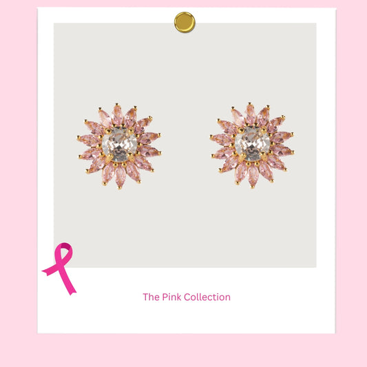 Pink Bloom Zirconia Earrings