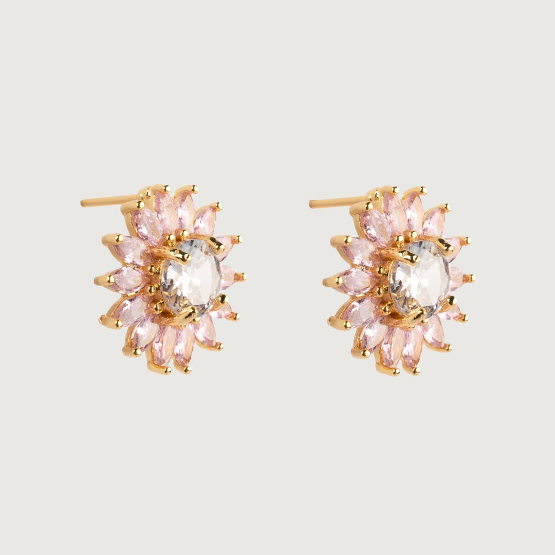 Pink Bloom Zirconia Earrings