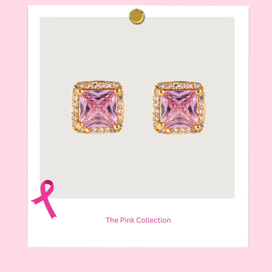 Pink Princess Cut Earrings