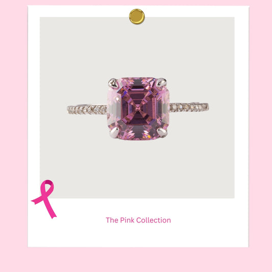 Pink Princess Cut Ring