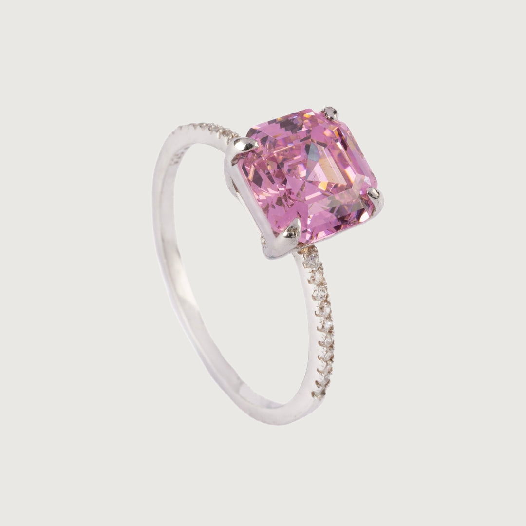 Pink Princess Cut Ring