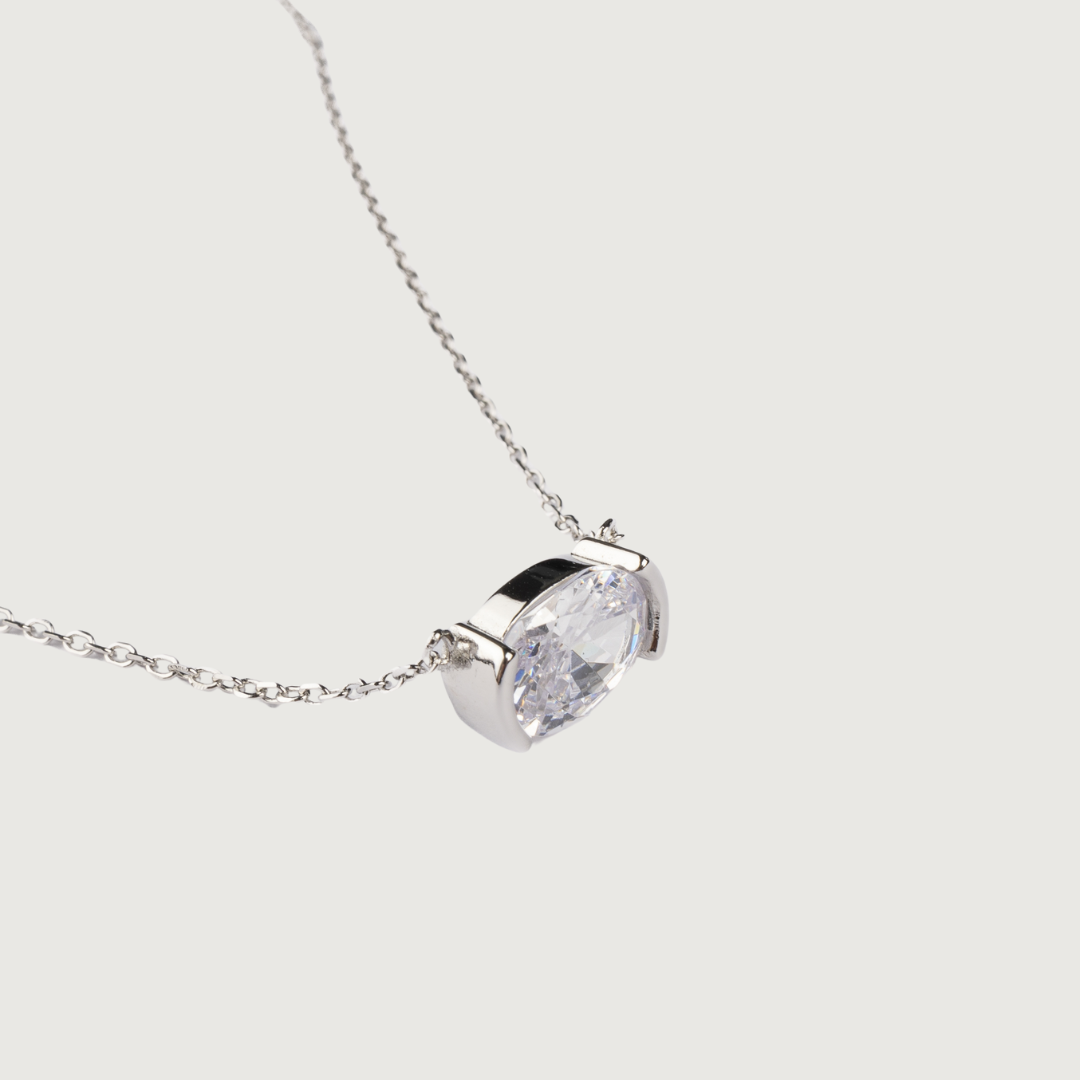 A True Gem Solitaire 925 Sterling Silver Necklace