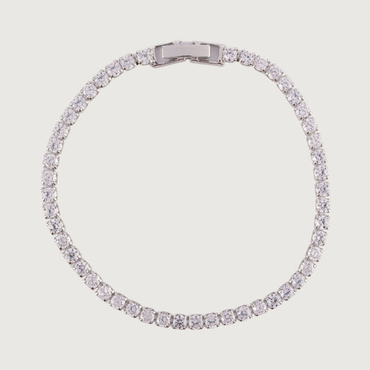 Tennis Bracelet with Brilliant Round Cubic Zirconias in a Four-Prong Stainless Steel Setting