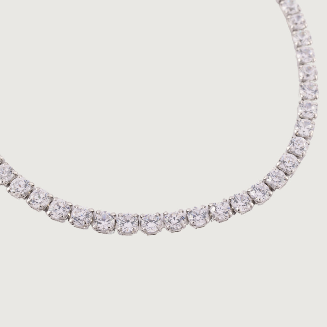 Tennis Bracelet with Brilliant Round Cubic Zirconias in a Four-Prong Stainless Steel Setting