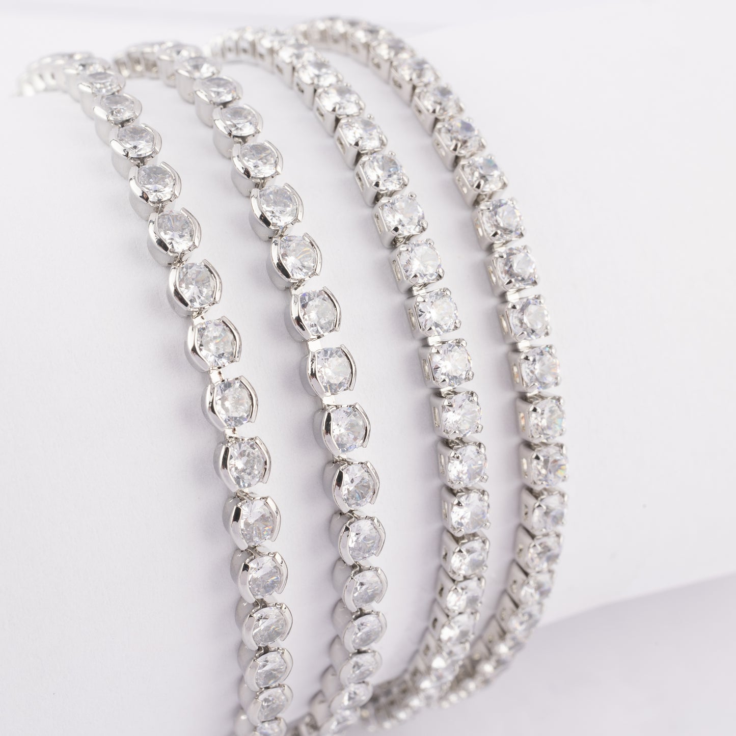 Tennis Bracelet with Brilliant Round Cubic Zirconias in a Circular-Prong Stainless Steel Setting