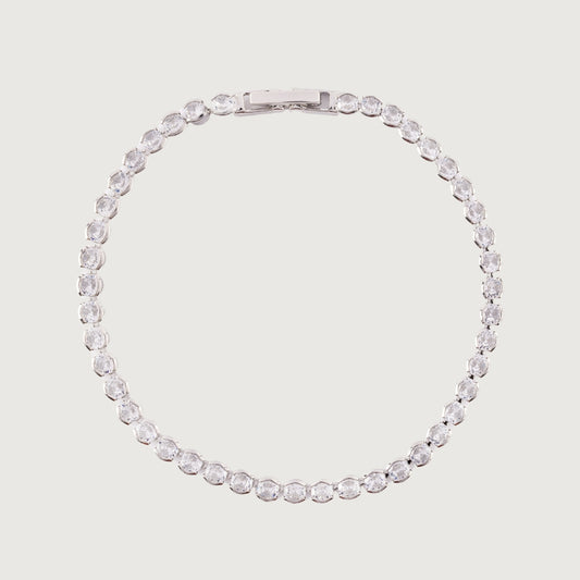 Tennis Bracelet with Brilliant Round Cubic Zirconias in a Circular-Prong Stainless Steel Setting