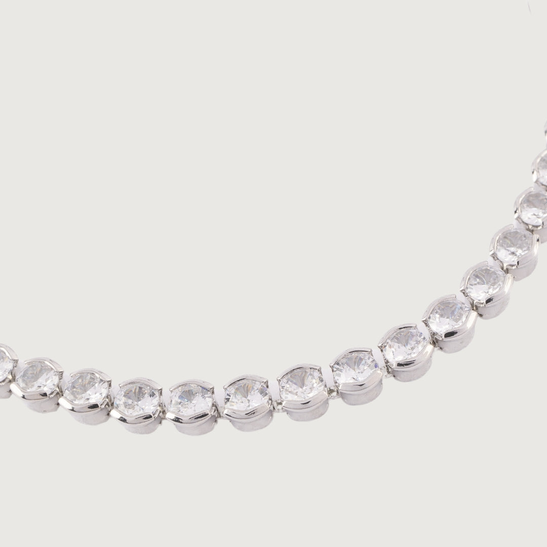 Tennis Bracelet with Brilliant Round Cubic Zirconias in a Circular-Prong Stainless Steel Setting