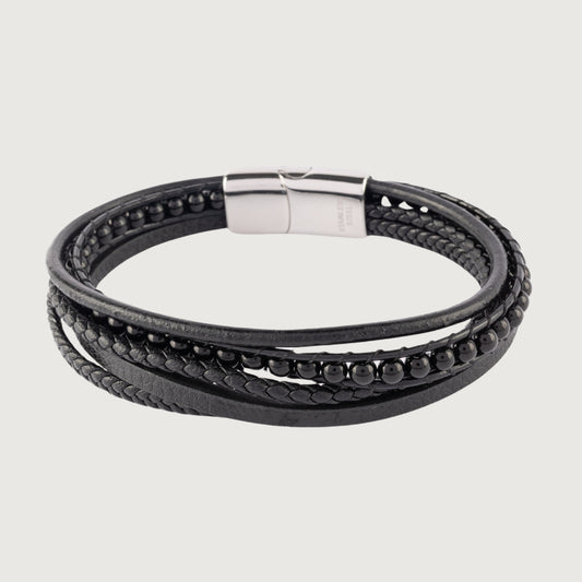 Leather & Steel Collection - 5 Leather Band Bracelet