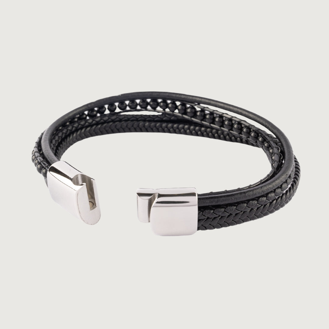 Leather & Steel Collection - 5 Leather Band Bracelet